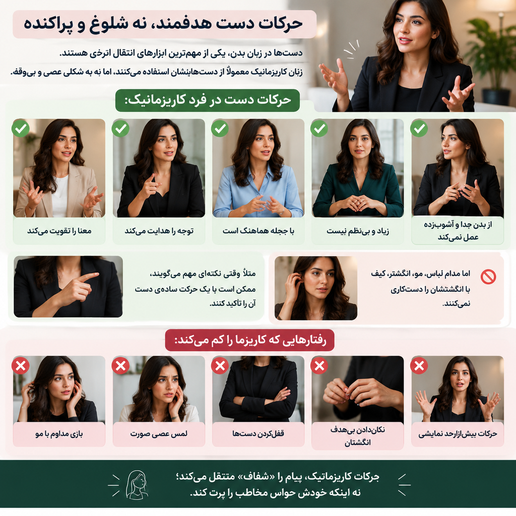 راهنمای حرکات دست هدفمند، نه شلوغ و پراکنده