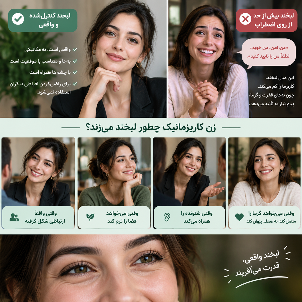 راهنمای لبخند کنترلشده و واقعی در زبان بدن زنان کاریزماتیک