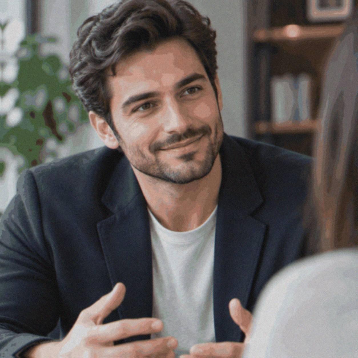 چهره کاریزماتیک با نگاه آرام و لبخند طبیعی