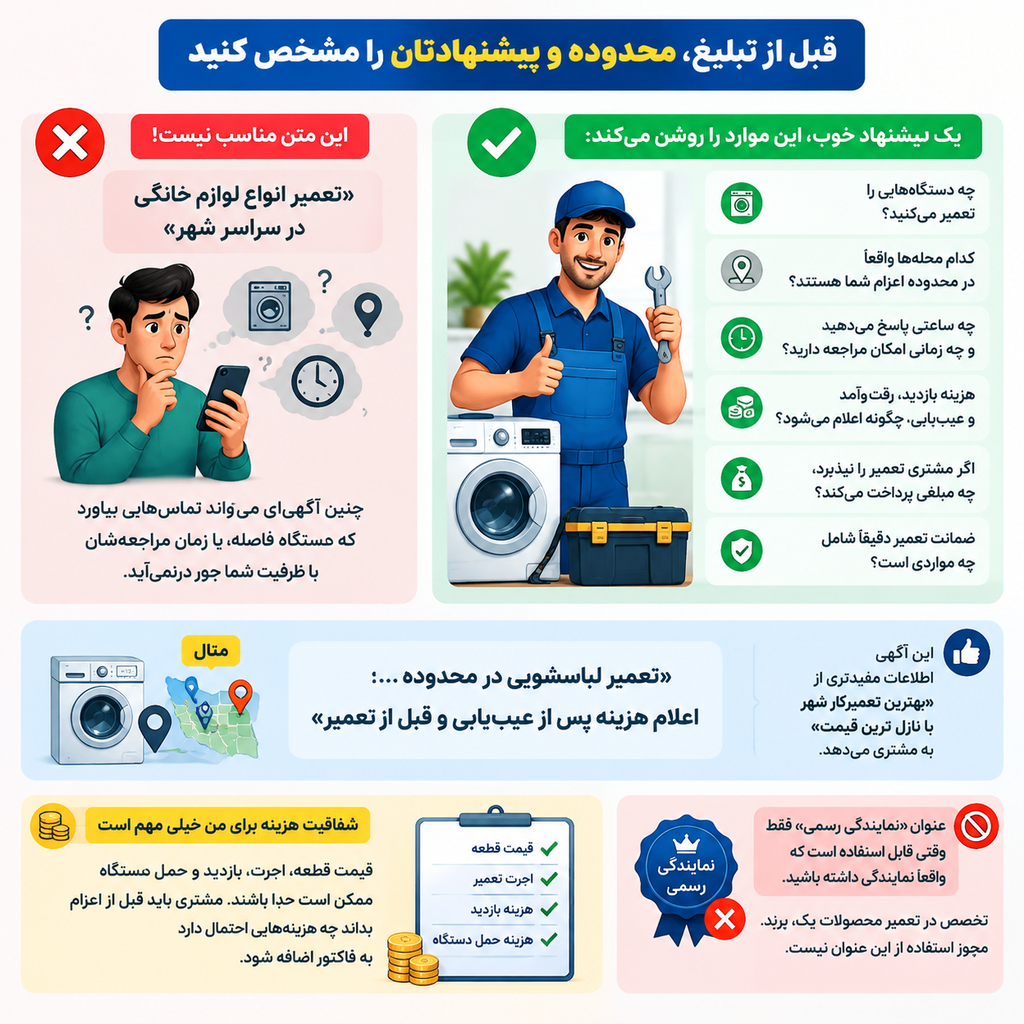 »شخص کردن محدوده قبل از تبلیغ برای تعمیرلات لوازم خانگی