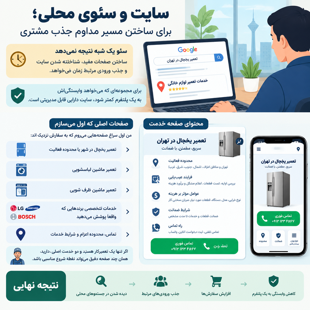 کارائی سایت و سئوی لوکال در تبلیغات تعمیرات لوازم خانگی