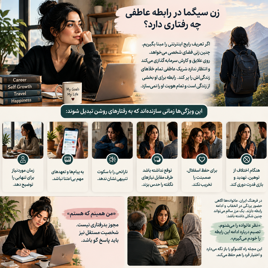 زن سیگما در رابطه عاطفی چه رفتاری دارد؟
