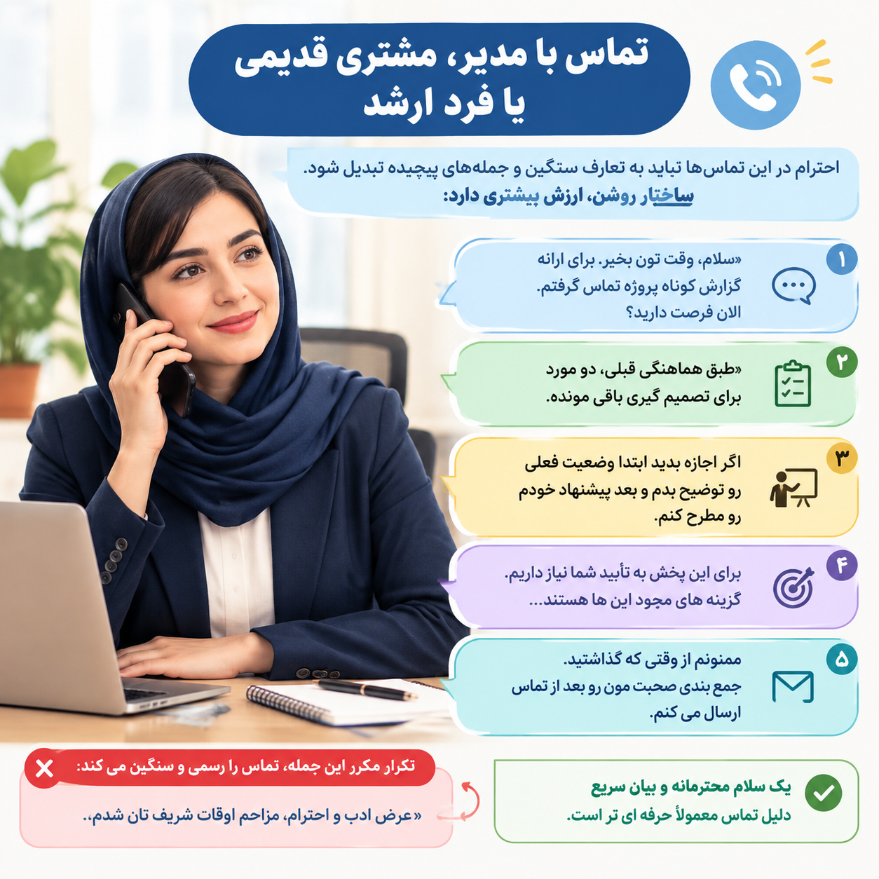 تماس با مدیر، مشتری قدیمی یا فرد ارشد