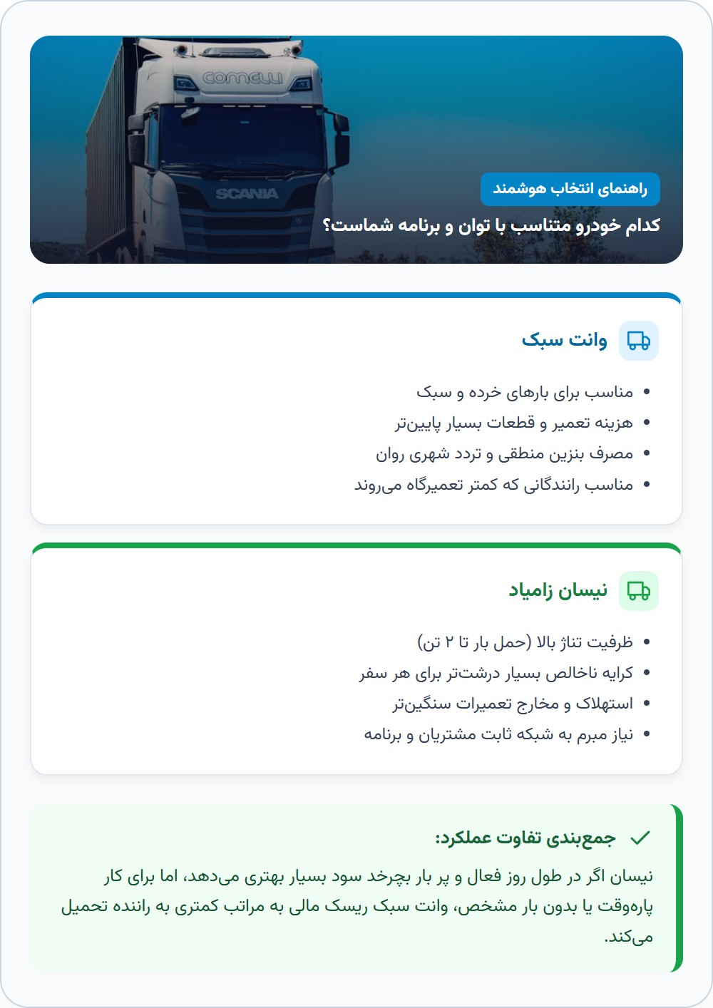 وانت سبک بهتر است یا نیسان؟
