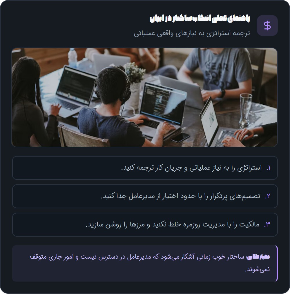 برای یک کسب وکار ایرانی چطور ساختار مناسب انتخاب کنیم؟