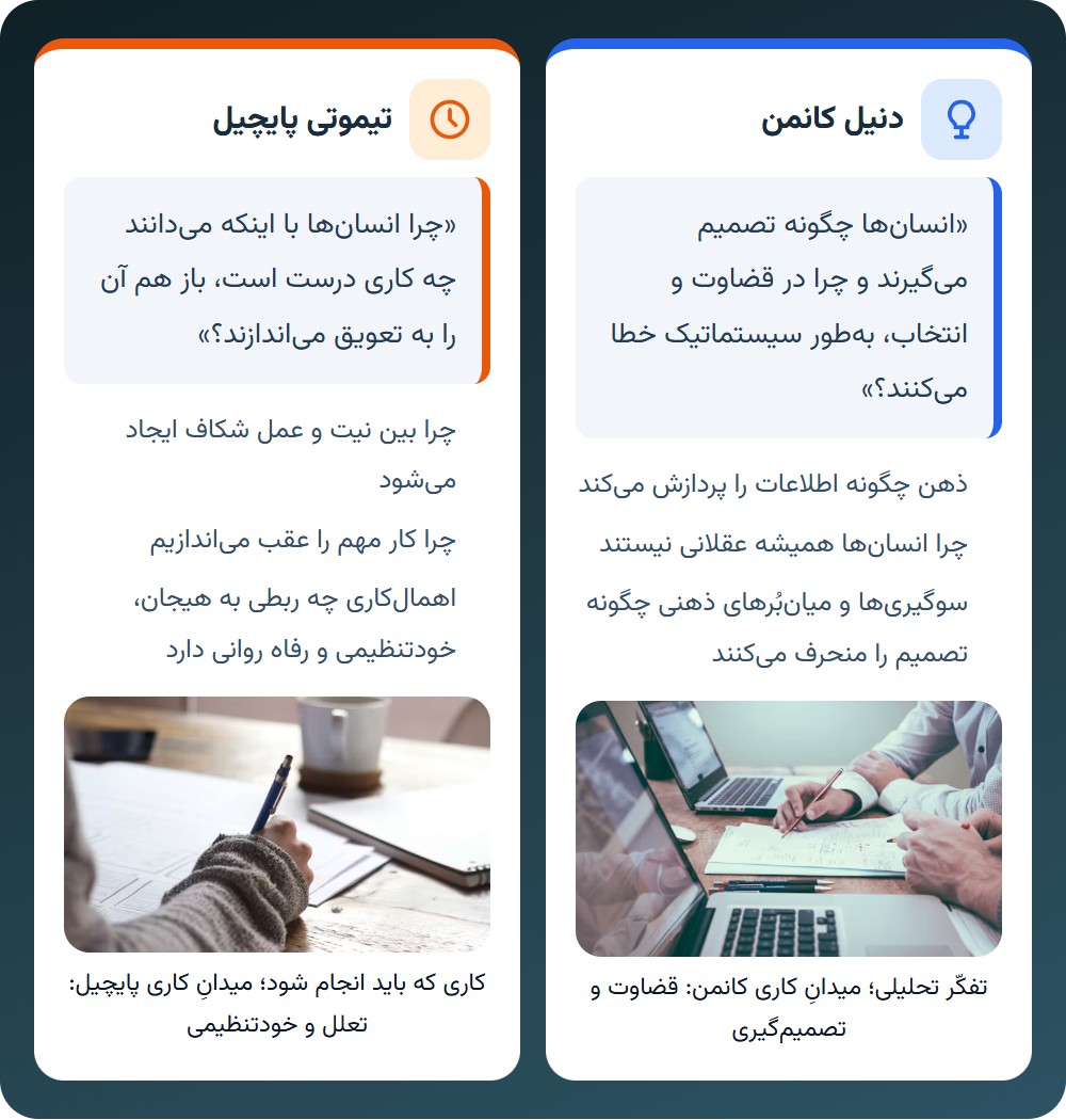 1) پرسش اصلی هر کدام چیست؟